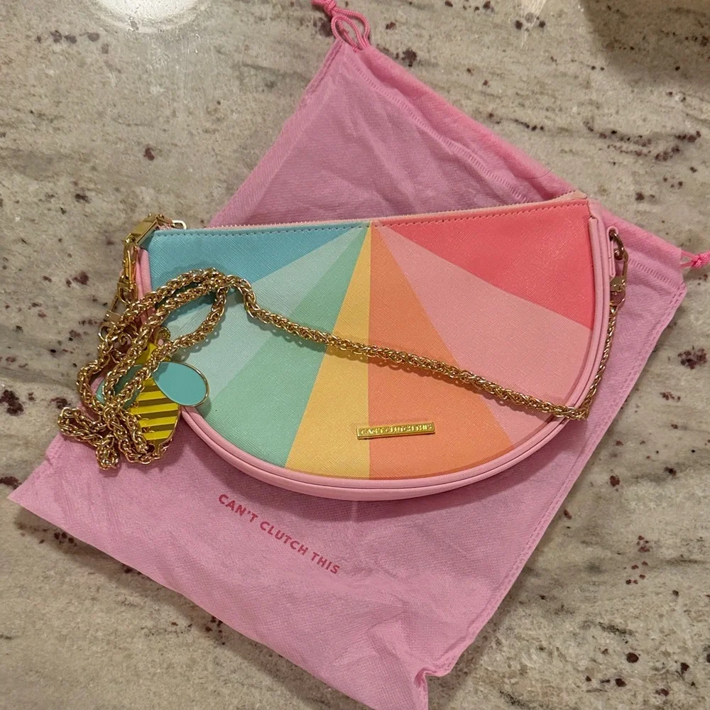 Can't Clutch This Rainbow Color Wheel Combo Crossbody / Clutch Purse - Picture 7 of 7